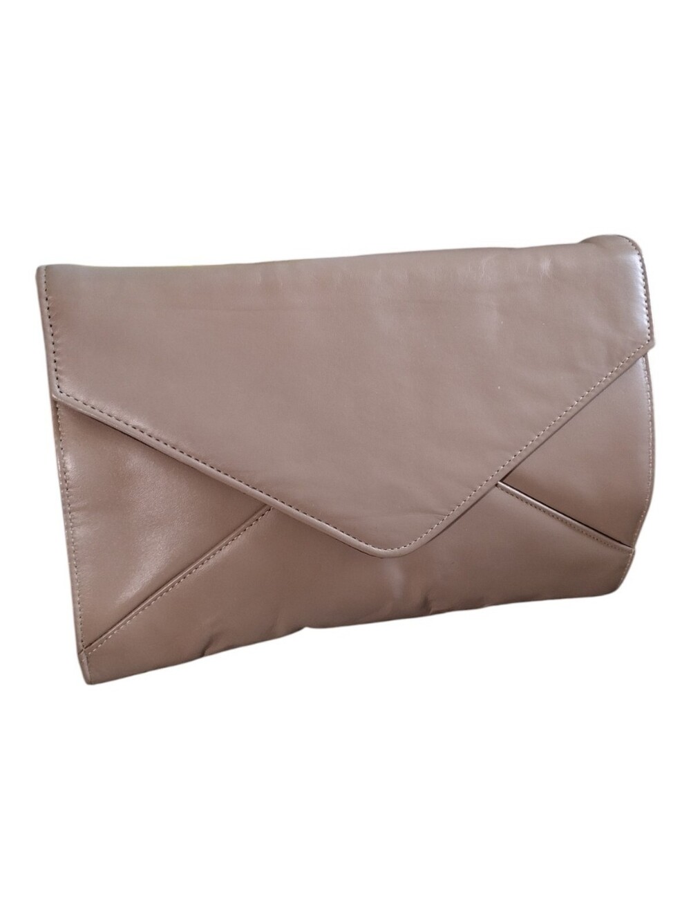 Vintage Taupe Envelope Clutch Bag - Women's Evening Handbag
